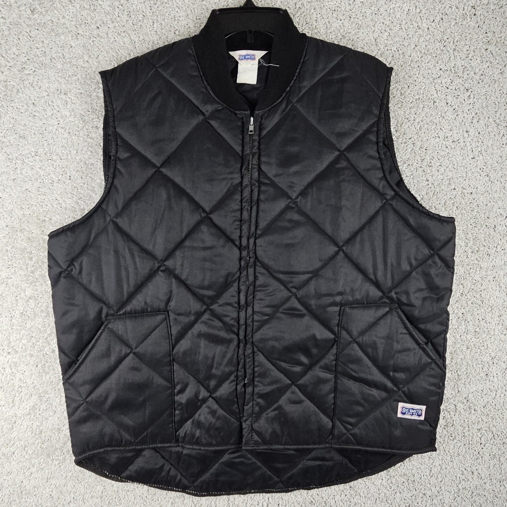 Vintage Big Smith Men's XL Quilted Insulated with Pocket Work Vest Black